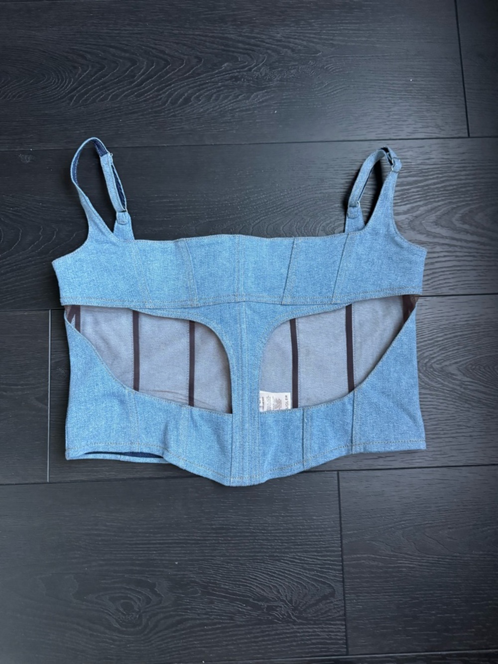 Mugler Denim-Blue Cutout Bustier Top